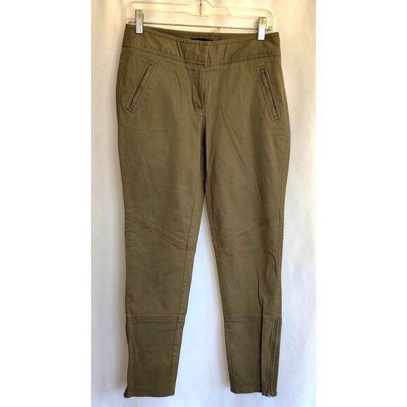 Talbots Signature Army Green Jeans Pants Size 4 side leg zipper - Picture 2 of 10